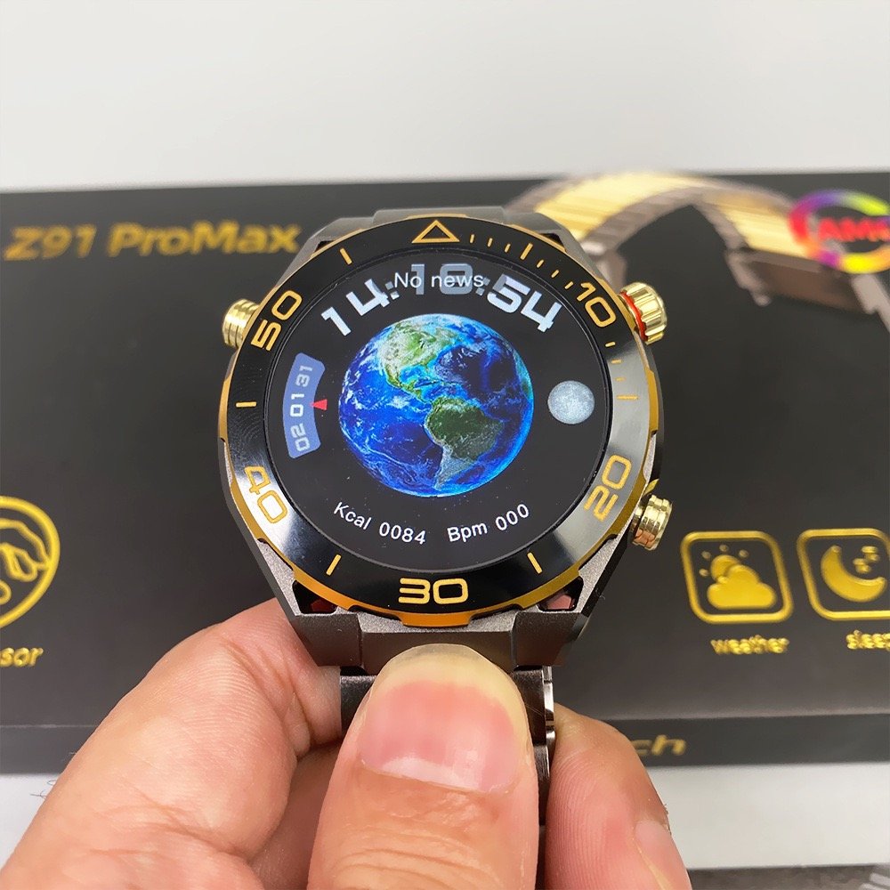 Z91 ProMax 1.52 inch round AMOLED screen Smartwatch reloj inteligente Wireless Charging Golden Metal Belt Smartwatch Z91 Pro Max